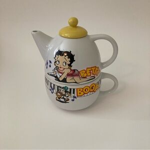 VINTAGE | 1998 BETTY BOOP CARTOON TEA-4-ONE 18 OZ POT & MUG SET